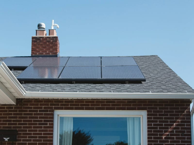 Solar panels on a house roof